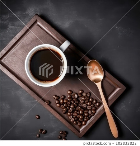 Cup of hot coffee on a rustic wood background . Cup of hot coffee on a rustic wood background . 102832822