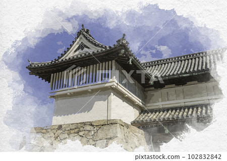 水彩風格的佐賀城遺址 Shachi no Mon(佐賀縣佐賀市) 水彩風格的佐賀城遺址 Shachi no Mon(佐賀縣佐賀市) 102832842