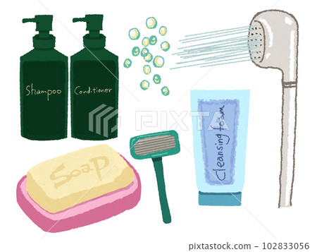 Illustration set of bathroom goods Illustration set of bathroom goods 102833056