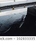 Waves hit the shallows under the road running on the sea 102833335