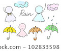 One-stroke drawing Umbrella & teru teru bozu (color) 102833598