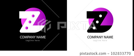 Logo Emblem Monogram letter Z in pink circle. identity company. 102833770