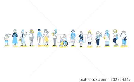 Many women of various generations side by side 102834342