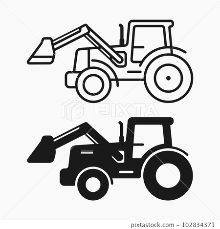 tractor with loader line shape icon vector flat illustration tractor with loader line shape icon vector flat illustration 102834371