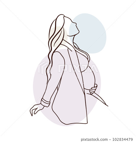 Motherhood, big belly, pregnant girl, doodle 102834479
