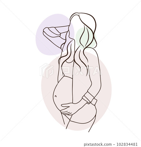 Stylish pregnancy, motherhood, big belly, doodle 102834481