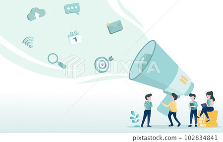 Business people plan and discuss digital marketing strategy and tactics to achieve success. Analyze market trends and customer behavior, identify goals. Business people plan and discuss digital marketing strategy and tactics to achieve success. Analyze market trends and customer behavior, identify goals. 102834841