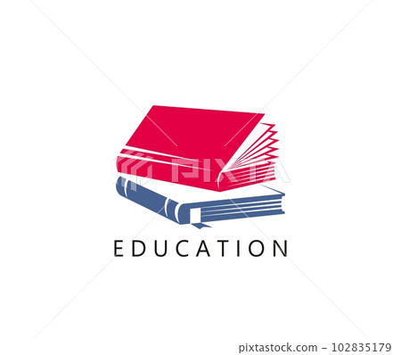 Education knowledge icon. College study, school education or university learning abstract vector icon. Literature teaching minimalistic sign or library pictogram with books stack symbol 102835179