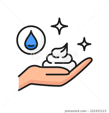 Hand moisturizing cream skin care line icon. Body hygiene, dermatology treatment or woman beauty cosmetics moisturizer outline vector icon. Face and hands skincare cream thin line sign or symbol 102835223