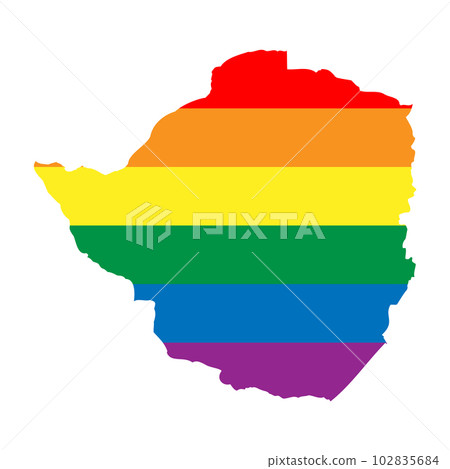 Zimbabwe country silhouette. Country map silhouette in rainbow colors of LGBT flag. 102835684