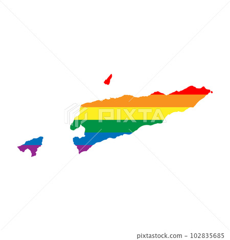 East Timor country silhouette. Country map silhouette in rainbow colors of LGBT flag. 102835685