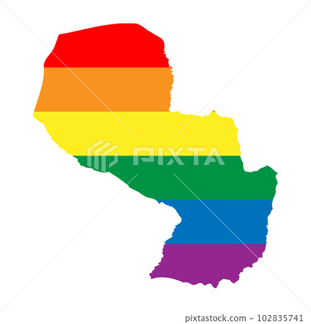 Paraguay country silhouette. Country map silhouette in rainbow colors of LGBT flag. 102835741