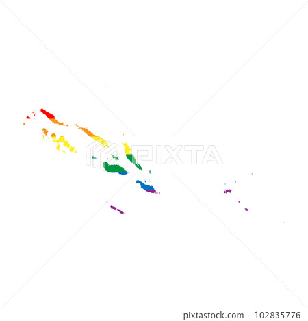 Solomon Islands country silhouette. Country map silhouette in rainbow colors of LGBT flag. 102835776