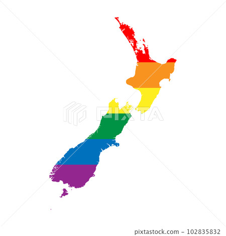 New Zealand country silhouette. Country map silhouette in rainbow colors of LGBT flag. 102835832