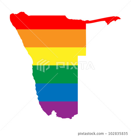 Namibia country silhouette. Country map silhouette in rainbow colors of LGBT flag. Namibia country silhouette. Country map silhouette in rainbow colors of LGBT flag. 102835835
