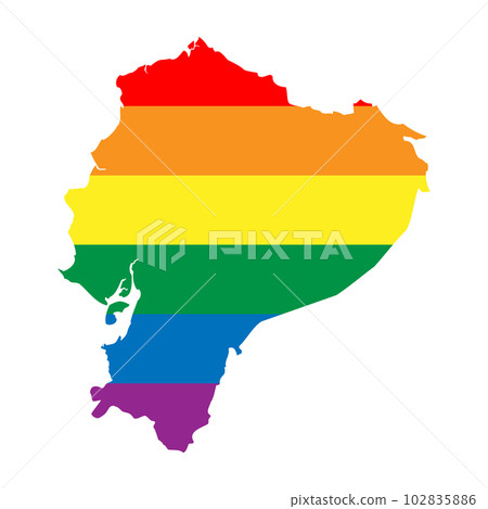 Ecuador country silhouette. Country map silhouette in rainbow colors of LGBT flag. Ecuador country silhouette. Country map silhouette in rainbow colors of LGBT flag. 102835886