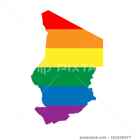 Chad country silhouette. Country map silhouette in rainbow colors of LGBT flag. 102836077