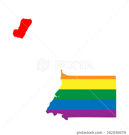 Equatorial Guinea country silhouette. Country map silhouette in rainbow colors of LGBT flag. 102836079