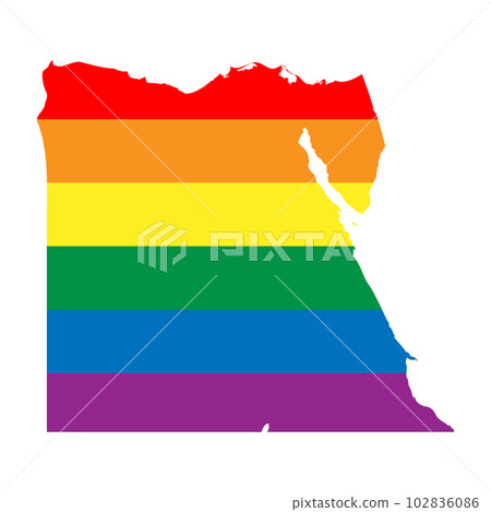 Egypt country silhouette. Country map silhouette in rainbow colors of LGBT flag. 102836086