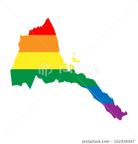 Eritrea country silhouette. Country map silhouette in rainbow colors of LGBT flag. 102836087