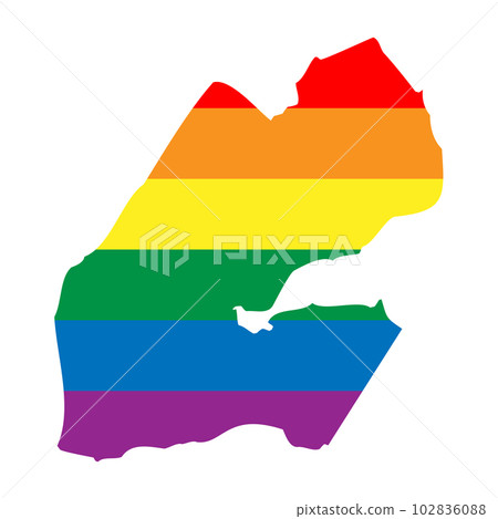 Djibouti country silhouette. Country map silhouette in rainbow colors of LGBT flag. 102836088