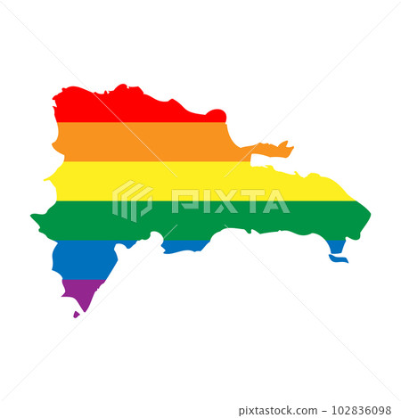 Dominican Republic country silhouette. Country map silhouette in rainbow colors of LGBT flag. Dominican Republic country silhouette. Country map silhouette in rainbow colors of LGBT flag. 102836098