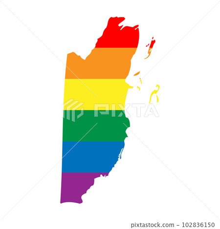 Belize country silhouette. Country map silhouette in rainbow colors of LGBT flag. 102836150