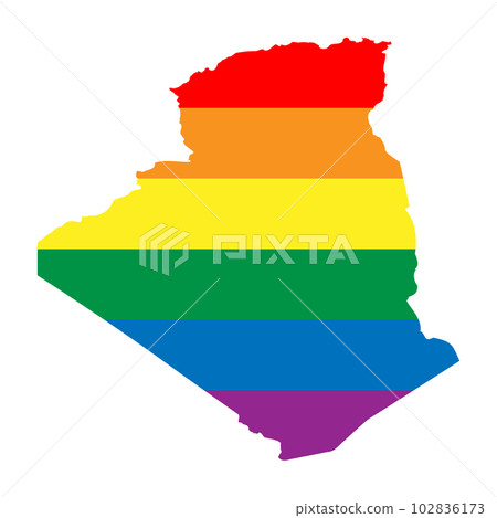 Algeria country silhouette. Country map silhouette in rainbow colors of LGBT flag. 102836173