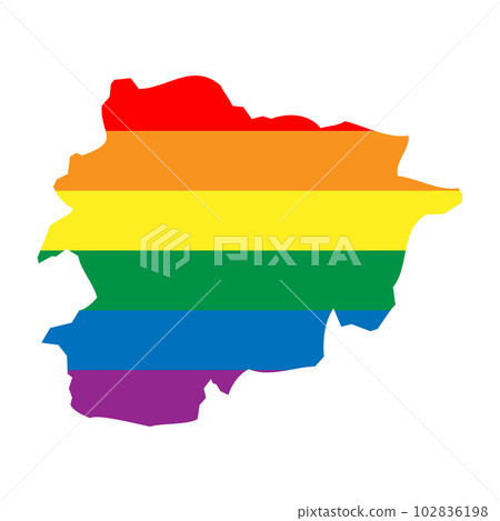 Andorra country silhouette. Country map silhouette in rainbow colors of LGBT flag. 102836198