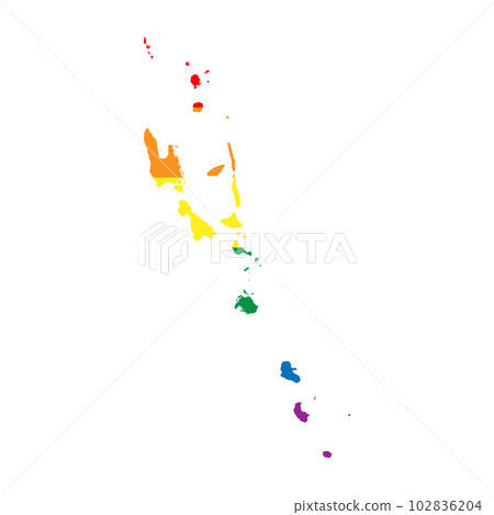 Vanuatu country silhouette. Country map silhouette in rainbow colors of LGBT flag. 102836204