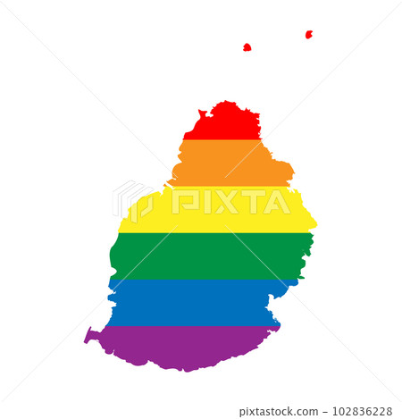 Mauritius country silhouette. Country map silhouette in rainbow colors of LGBT flag. Mauritius country silhouette. Country map silhouette in rainbow colors of LGBT flag. 102836228