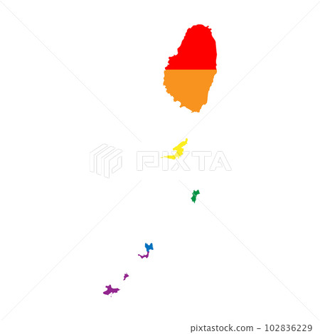 Saint Vincent and the Grenadines country silhouette. Country map silhouette in rainbow colors of LGBT flag. Saint Vincent and the Grenadines country silhouette. Country map silhouette in rainbow colors of LGBT flag. 102836229