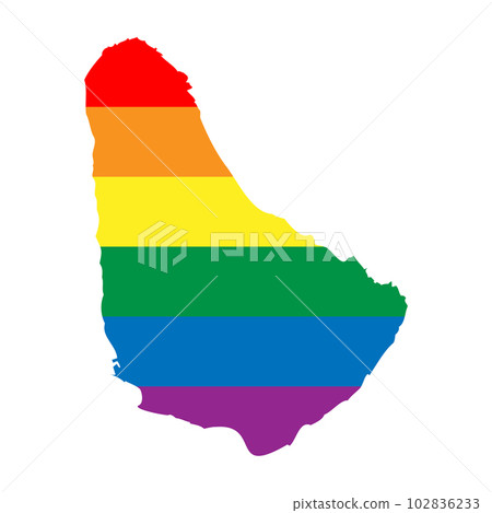 Barbados country silhouette. Country map silhouette in rainbow colors of LGBT flag. 102836233