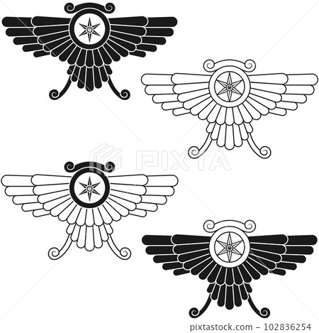 Zoroastrian winged disc vector design Zoroastrian winged disc vector design 102836254