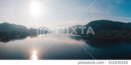 Aerial view on Teletskoye lake in Altai mountains Aerial view on Teletskoye lake in Altai mountains 102836268