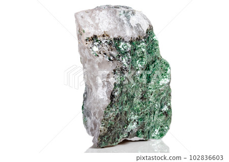 Macro mineral stone Fuchsite on a white background 102836603