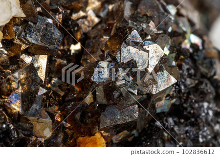 Macro mineral stone Arsenopyrite on a white background 102836612