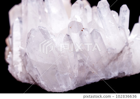 Macro Mineral Stone Rhinestone in Crystals on a Black Background 102836636