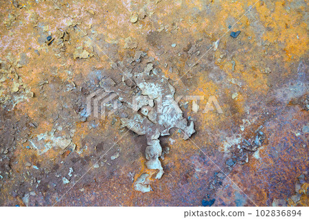 Old rusty multicolored metal texture on the surface of an iron sheet 102836894