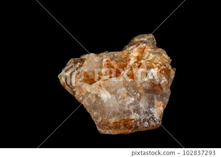 Macro mineral stone Fenster Quartz Crystal on a black background 102837293