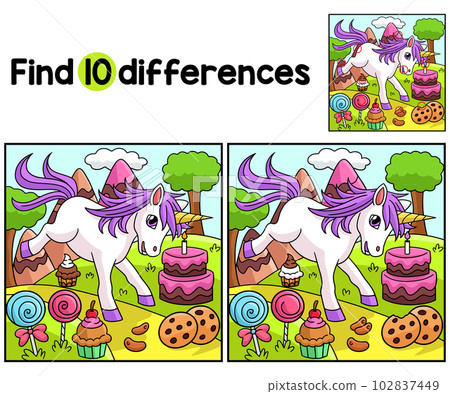 Unicorn on the Candy Land Find The Differences 102837449