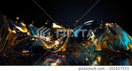 Metallic golden swirls morphing abstract fluid art Metallic golden swirls morphing abstract fluid art 102837553