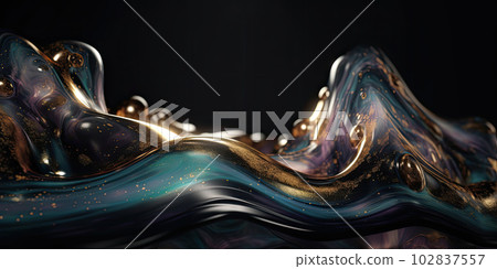 Metallic golden swirls morphing abstract fluid art Metallic golden swirls morphing abstract fluid art 102837557