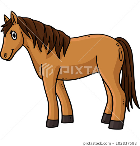 Mother Horse Cartoon Colored Clipart Illustration 102837598