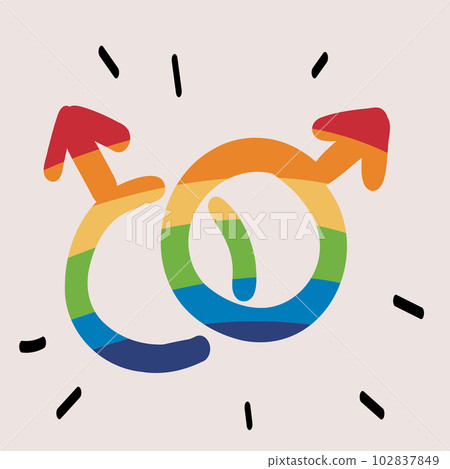 The symbol is gay. Gay Pride vector illustration. The color of the rainbow The symbol is gay. Gay Pride vector illustration. The color of the rainbow 102837849