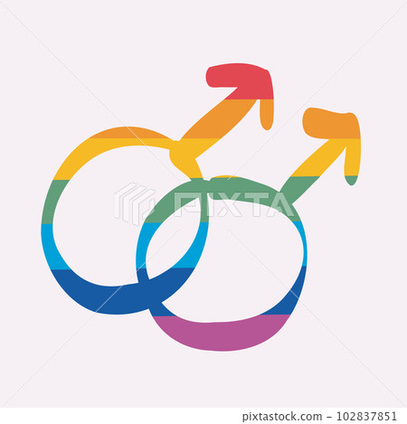 The symbol is gay. Gay Pride vector illustration. The color of the rainbow The symbol is gay. Gay Pride vector illustration. The color of the rainbow 102837851