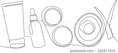 Skin care concept. Landing page template. Morning routine. Bath time. Organic products for scrubbing and body skin care with natural herbal skin care products, top view. Vector illustration Skin care concept. Landing page template. Morning routine. Bath time. Organic products for scrubbing and body skin care with natural herbal skin care products, top view. Vector illustration 102837928