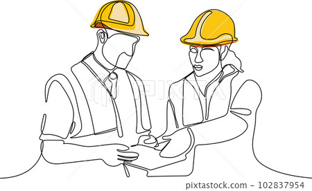 construction manager and engineer working on building site. Vector illustration 102837954