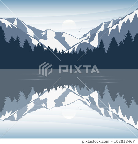 adventure in snowy mountain and forest nature landscape 102838467