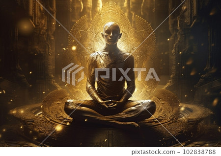 meditation yoga pose aura silhouette spiritual - Stock Illustration  [102838788] - PIXTA